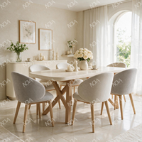 Chaise de salle à manger moderne avec dossier incurvé enveloppant, pieds en bois massif, fauteuil rembourré pour salon et salle à manger