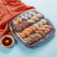 Grand récipient à sushi en plastique carré personnalisé pour emporter pour l'emballage alimentaire