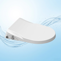 Siège de bidet à eau ambiant en plastique PP, autonettoyant, double buse, en forme de U, moderne, pour l'hygiène personnelle, design ultra-mince, avec couvercle