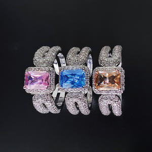 Gümüş kaplama pirinç takı nişan düğün <span class=keywords><strong>Promise</strong></span> yüzükler kadınlar için kübik zirkonya alyans - Product Image 2