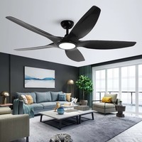 Fábrica al por mayor 48/60/66 pulgadas 5 Abs Blades moderno ventilador de techo decorativo luz LED ventilador de techo lámpara con Control remoto