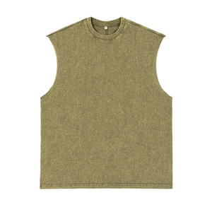 Camiseta sin mangas con gráfico para hombre, chaleco informal de algodón lavado con estampado de calle para entrenamientos, Material de poliéster Spandex - Product Image 2
