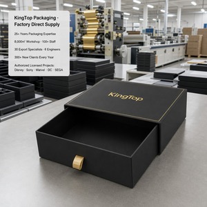 Boîte cadeau à tiroir coulissant en ruban doré noir pour cadeaux, impression personnalisée, rigide, robuste, de qualité supérieure, vente en gros, directement de l'usine - Product Image 3