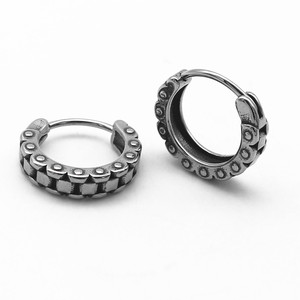 yunnique Hoop Earrings <b>Titanium</b> Steel Geometric <b>Chain</b> Design For Men And Women Japanese Korean Style Easy To Fasten Jewelry - Product Image 2