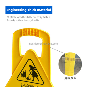 لافتة أرضية قابلة للطي صفراء اللون، حامل لافتات للتنظيف والسلامة والتحذير من عدم وقوف السيارات، لافتة بلاستيكية قابلة للطي من الجانبين على شكل مثلث - Product Image 5