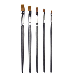 Pinceau à ongles en nylon à tête plate avec manche en bois noir pour gel UV, ensemble d'outils de manucure pour la peinture et la sculpture des ongles en gel, pour salon de manucure - Product Image 5
