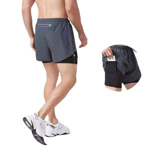 กางเกงวิ่งแบบกำหนดเอง แห้งเร็ว ฟิตเนส สีดำ กางเกงสองชั้น ออกกำลังกาย เทรนนิ่ง เพาะกาย กางเกงผู้ชาย - Product Image 1