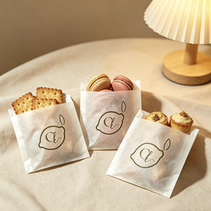 Sacchetti di Carta Bianchi Personalizzati, Buste Piatte Aperte in Carta Riciclata Antigrasso per Biscotti, Croissant, <span class=keywords><strong>Mini</strong></span> Pasticcini e Confezionamento Alimentare - Product Image 2
