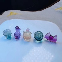 Artisanat en cristal naturel Sculptures en fluorite d'Halloween Chapeau de sorcière Jack la citrouille Cadeau de décoration d'halloween