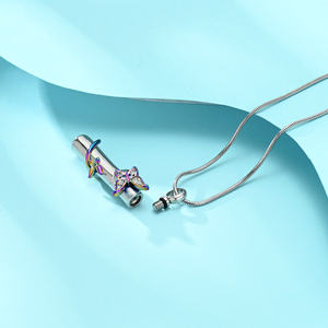 Jijd1016 cilindro avvolto a farfalla in acciaio inossidabile gioielli di cremazione animale umano cenere ciondolo ricordo - Product Image 4