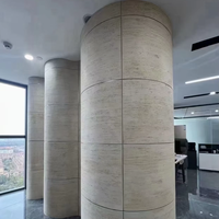 Revêtement en placage de travertin imperméable et ignifuge pour carreaux de briques rouges, béton, panneaux muraux en pierre flexibles pour intérieur et extérieur