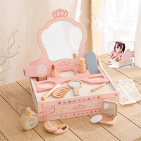 Meilleures ventes : Ensemble de jeu de maquillage et petite coiffeuse en bois pour enfants, style scandinave unisexe, avec miroir rose, Zhejiang