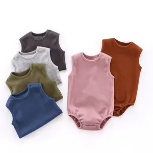 Grosir diskon besar 100% baju katun organik bayi baru lahir pakaian merangkak segitiga bayi