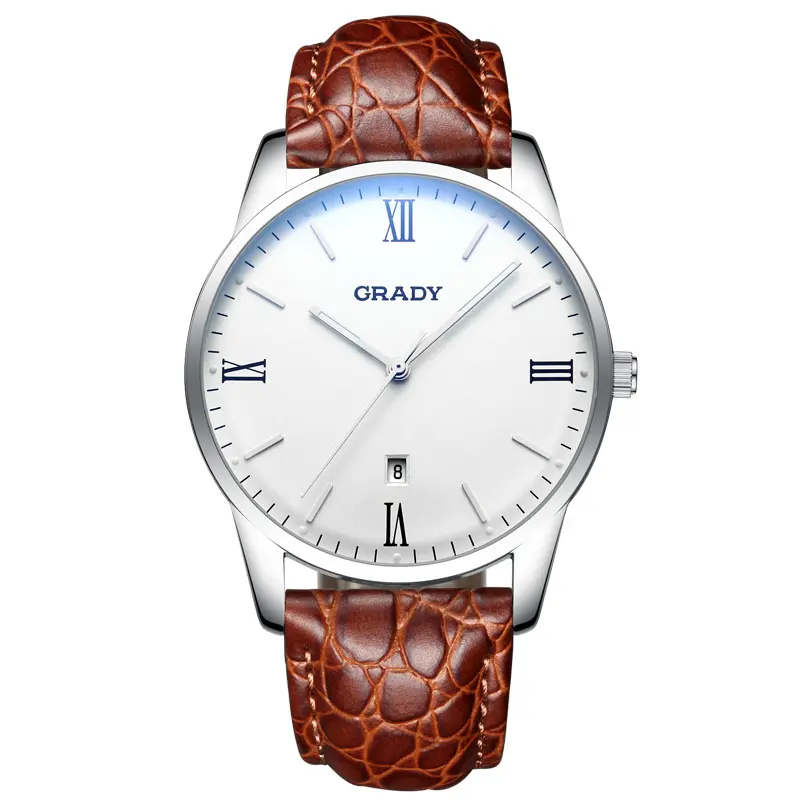 Accept customization High Quality Stainless Steel Quartz Watches water proof leather watch for men