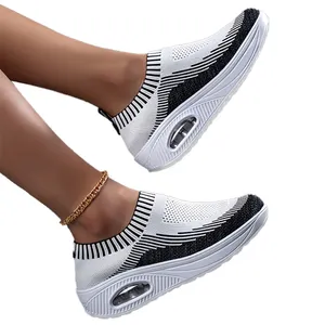 Breathable Mesh Platform Sneakers Women Spring Thick Bottom Sport Shoes Woman Light Slip-on Casual Shoes