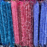 Vente en Gros de Perles en Pierre Naturelle Aigue-marine Bleue Calcédoine Citrine Quartz Teintées en Calcédoine Lâche de 6mm, 8mm, 10mm