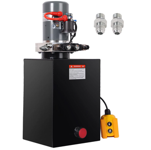 Unidad de Potencia Hidráulica con Tanque de Aceite de Hierro de 10 Cuartos, Motor de 12V CC, Bomba de Doble Acción de Alto Rendimiento para Elevación de Coches y Remolques Volcadores - Product Image 1