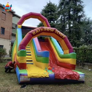 Toboggan aquatique gonflable en PVC commercial arc-en-ciel à double voie avec souffleur pour les fêtes, durable et amusant, garantie de 3 ans - Product Image 3