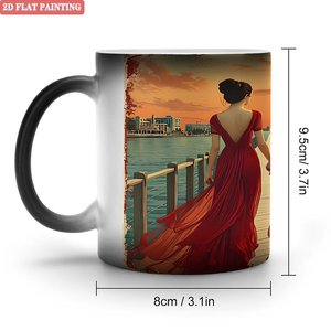 Custom Scenery Print Magic Mug 11oz Frosted Black <b>Ceramic</b> Heat Changing <b>Cup</b> - Product Image 1