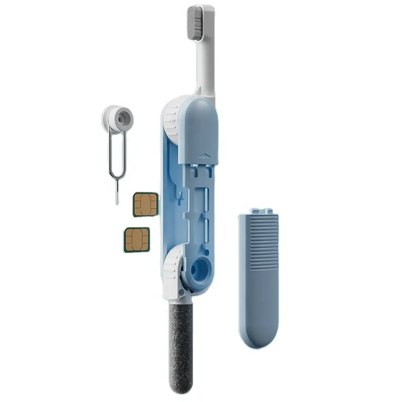 مجموعة تنظيف متعددة الوظائف، فرشاة تنظيف بشريحة اتصال، ذاكرة لجهاز AirPods، سماعات أذن مزودة بتقنية Bluetooth وقلم تنظيف للهواتف الذكية 4 في 1