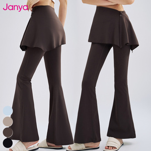Janya Leggings de sport fins d'été pour la salle de sport, leggings de fitness évasés, taille haute, pantalon de yoga évasé avec <span class=keywords><strong>jupe</strong></span> amovible pour femmes - Product Image 3