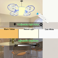 Ventilateur de plafond pliable à visser E27 avec 4 têtes de ventilateur, lampe LED, télécommande, 3 couleurs pour la maison, la chambre à coucher, l'appartement