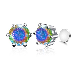 Boucles d'oreilles clous unisexes Hip Hop en moissanite 1 carat, argent sterling 925, certifiées VVS1 GRA, testées positivement au testeur de diamant, bijoux classiques à 6 griffes - Product Image 3