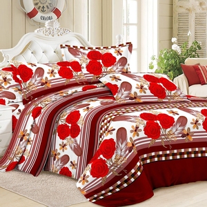 Giá rẻ Red Rose in 3D hoa bộ đồ giường gối Duvet cover 4 Mảnh tấm ga trải giường sợi nhỏ Bộ - Product Image 2