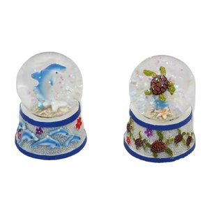 Nouveau design souvenir Maldives résine animal lézard perroquet neige globe - Product Image 1