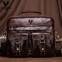Sac Messager Rétro en Cuir Véritable Personnalisé pour Hommes, Grande Capacité, pour Bureau, Voyages d'Affaires, avec Fermeture Éclair