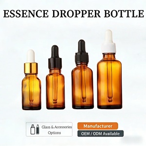 Flacon d'huile essentielle en <span class=keywords><strong>verre</strong></span> brun en gros avec bouchon compte-gouttes en colle noire, flacons d'échantillons vides pour utilisation agricole, fabriqué en inconnu - Product Image 1