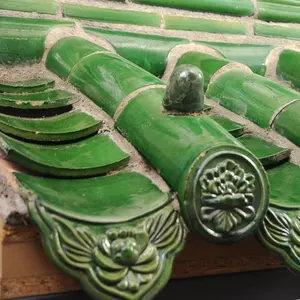 传统中国绿色琉璃屋面砖联锁瓷砖园林建筑水密屋面寺庙凉亭
