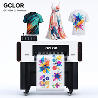 Impresora DTF GCLOR GC-704W de 650 mm, 4 cabezales de impresión Epson I3200-A1, equipo de transferencia de calor para prendas de alta velocidad