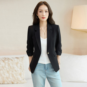 White Blazer For Women Solid Color Short Sleeve Spring Summer Korean Style Casual Fit Slim Design - Product Image 2