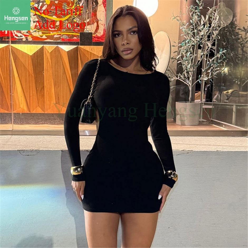 Chic Styles and Comfort in backless long sleeve black dress for Trendy Women