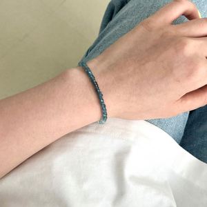 Dylam <b>Charm</b> Dainty 925 Sterling Silver Link Chain Aquamarine Orb Natural Stone <b>Bead</b> Chain Women Jewelry <b>Bracelets</b> - Product Image 2