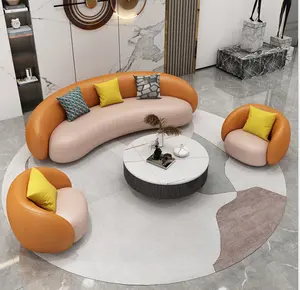 Beauty Salon Kim Loại Chân Cong Da Sofa Set Đối Với Sofa PHÒNG KHÁCH