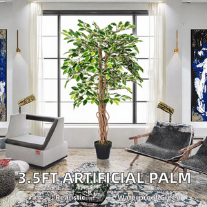 Arbre artificiel en ficus, 3-5 pieds, toucher réel, plante en pot écologique - Imperméable et persistant en vert pour mariage, remise de diplôme, Noël - Product Image 2