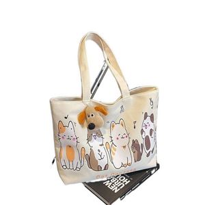 Spring New Korean Style <b>Canvas</b> <b>Tote</b> <b>Bag</b> <b>Large</b> Capacity Effortless Casual Aesthetic Simple Shoulder <b>Bag</b> for Women Students Trendy - Product Image 1