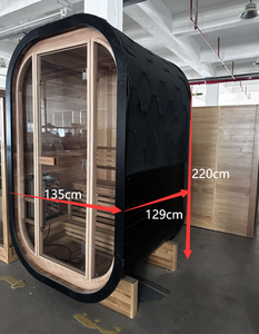 Smartmak <span class=keywords><strong>2025</strong></span> New Red Cedar gỗ rắn 2 người ngoài trời Cube phòng tắm hơi cho bán - Product Image 3
