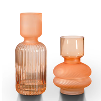 Vase en verre UFO YaFu YF3249 en gros, moderne, gaufré, transparent, décoratif, noir, style européen, pour table, OEM/ODM pour la décoration intérieure