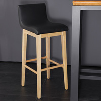 Chaise de bar moderne et simple pour café, tabourets de bar hauts avec structure en bois et siège en cuir PU pour salle à manger, cuisine, hôtels, restaurants