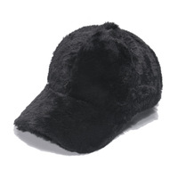 Moda al aire libre de piel sintética engrosada sombrero curvas ala ajustable esponjoso clásico cálido lana gorra de béisbol sombrero