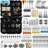 Kit d'accessoires de pêche en métal 132 pièces, boîte à pêche compacte étanche, hameçons, émerillons, perles, leurres, plombs pour la pêche au bar et à la truite