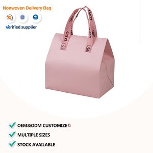 <b>Custom</b> Logo High Quality Recyclable Disposable Non Woven Thermal Insulated Food Cooler Bag for Cake Dessert Chocolate Takeout - Product Image 1