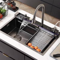 Évier de cuisine intelligent Waterfall à écran LED numérique de luxe pour la maison, 42 USD