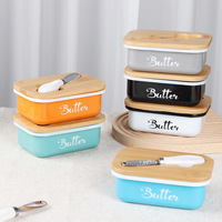 Boîte à beurre hermétique rectangulaire en fer au design moderne avec couvercle et couteau pour cuisine domestique