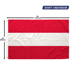 Bandiera Austriaca 3x5ft in Poliestere Stampa Monofacciale Occhielli in Ottone Cucita all'Ingrosso 3x5 90x150cm Bandiera della Repubblica d'<span class=keywords><strong>Austria</strong></span> - Product Image 1