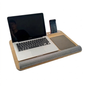 Base de escritorio de madera personalizada <span class=keywords><strong>Para</strong></span> ordenador portátil, soporte de bambú portátil con alfombrilla de ratón, novedad - Product Image 1