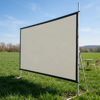 Écran de projection portable pliable rapide en PVC imperméable 100"120"150"16:9 avec support, projection frontale pour extérieur et intérieur